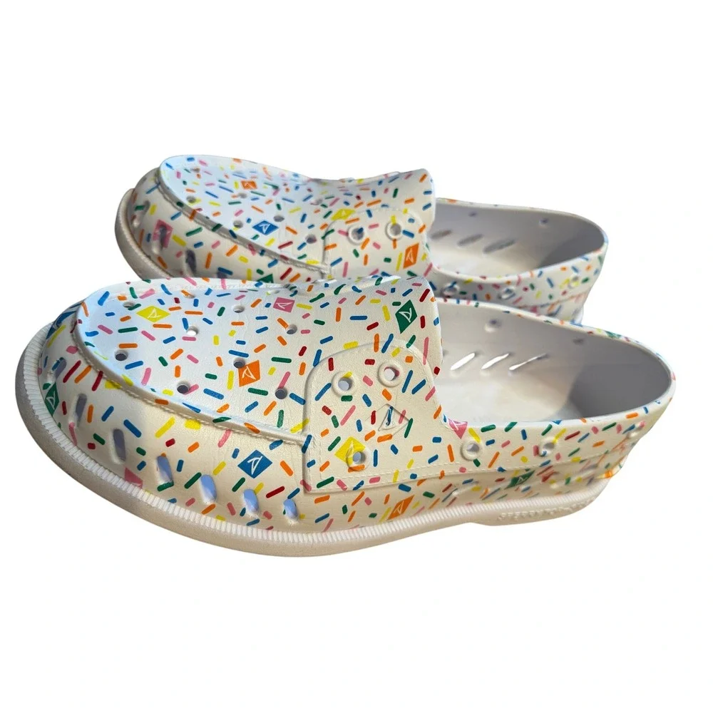 Sperry‎ Authentic Original Float Boat Shoes White Multi Sprinkle Print Mens 9